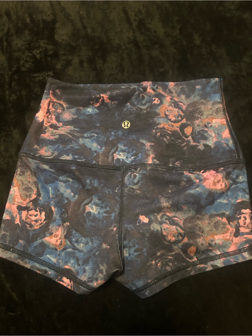 lululemon athletica High-Rise Bike Shorts Navy Pink Marble Check Measurements